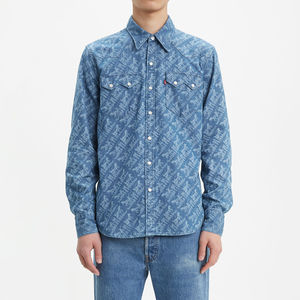 Levis Mens Printed Denim Shirt Sawtooth Long Sleeve Button 65819 0104 Printed De